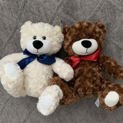 Teddy Bear Plush Stuffed Animal Adventure Bow Soft Toy Set of Two 2
