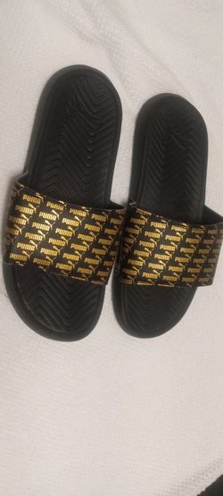 Puma Slides! Summer Wear Size 8..Gold & Black