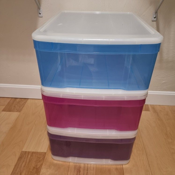3 Large Stacking Storage Drawers 19-3/4" x 15-3/4" x 8-1/8"