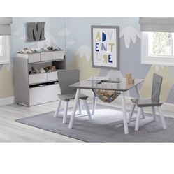  4-Piece Toddler Playroom Set, Grey/White