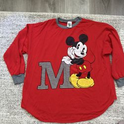 Vintage Mickey & Co Mickey Mouse Red Small Long Sleeve Shirt
