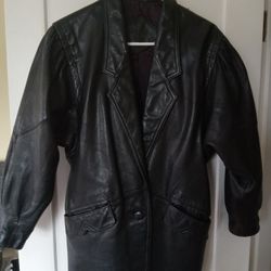 Black Leather Jacket, 3/4 Sleeve, Men's Small 