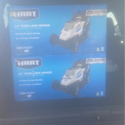 2 New lawn Mowers  Hart