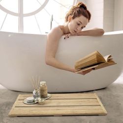 Bamboo Shower Mat for Bathroom - Large Plank, Sturdy and Non-Slip, 31.5"X17.7"