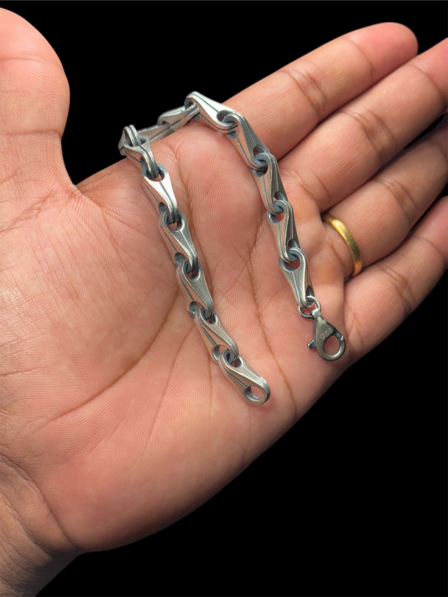 925 Sterling Silver Handmade Bracelet 8.3 Inch Matte Finish 6mm Heavy Chain
