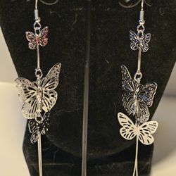 New Beautiful Silver Butterfly Earrings 