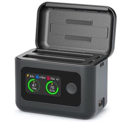 SYMIK Cargador de batería para Insta360 X4 Air, 27 W de doble ranura PD funda de carga rápida para batería de aire Insta 360 X4, pantalla LCD, concent