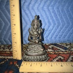 Bronze Deity Asian Vajrayana Figure With Baby