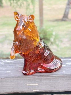 Vintage Avon “Faithful Laddie” Amber Glass Collie Men’s After Shave Decanter