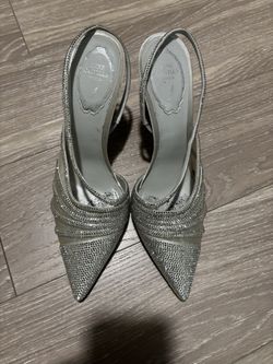 rene caovilla silver heels