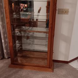 Curio Cabinet 4 Glass Shelves Oak