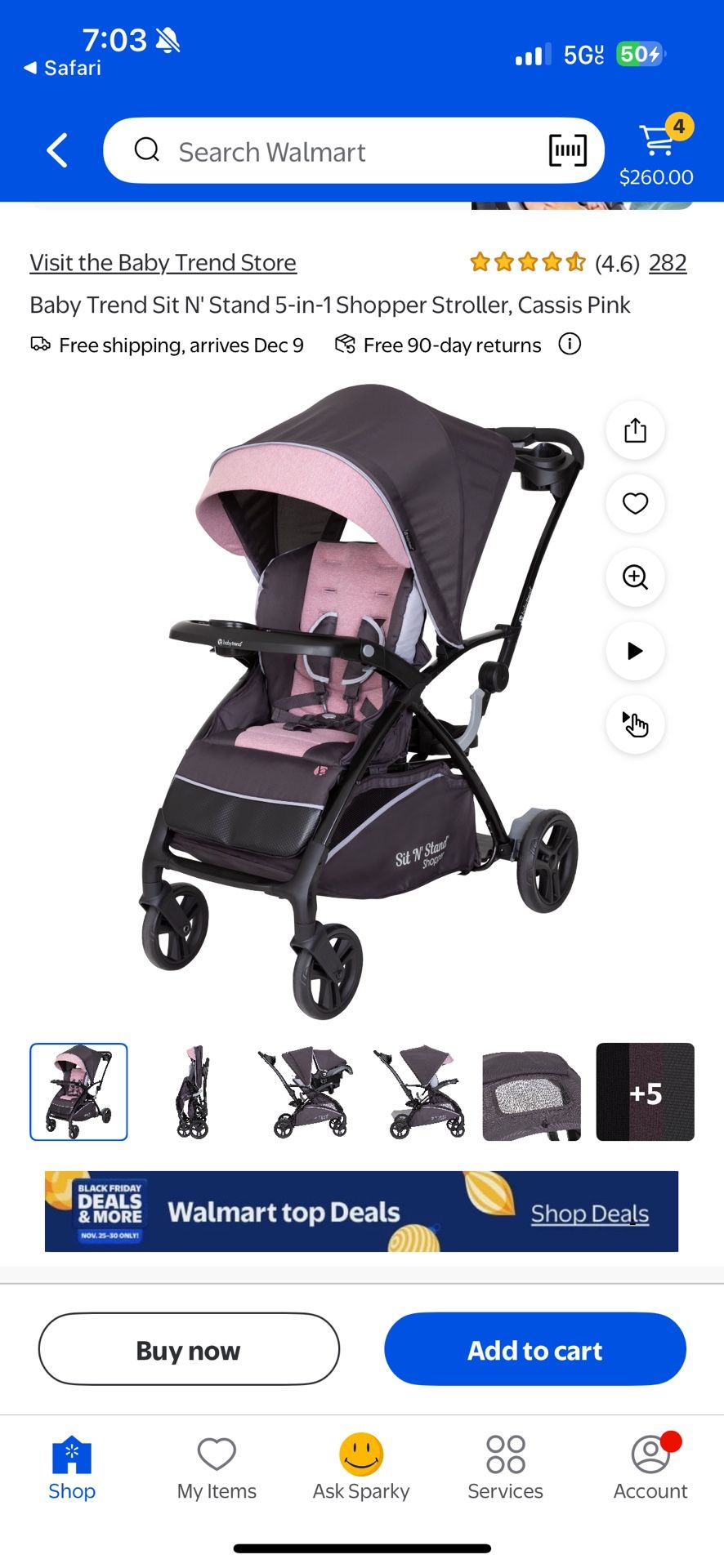 Baby Trend Sit N’ Stand 5-in-1 Shopper Stroller (Cassis Pink)