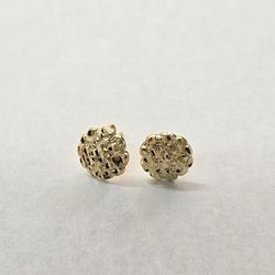 Super Small 10kt Gold Nugget Stud Earrings 