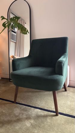 Green Velvet Mid-Century Style Accent Chair