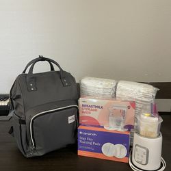 Motif Breast Pump with Accessories and Pampers Diapers