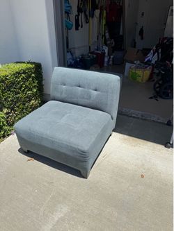 Blue sofa chair.