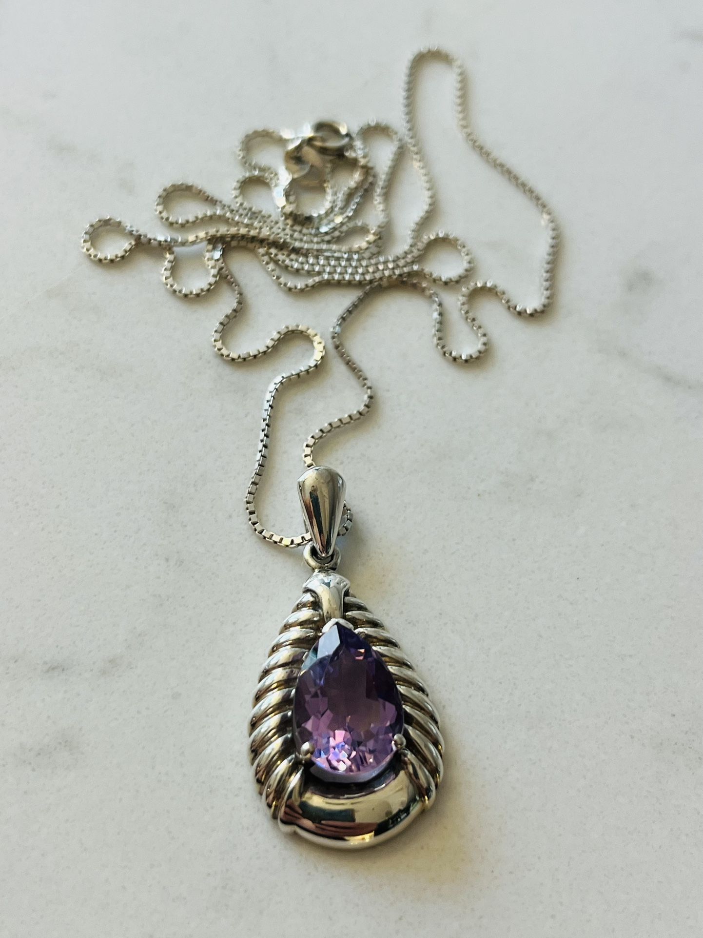 Vintage Amethyst Pendant & Chain