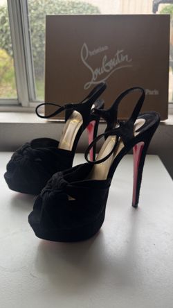 Christian Louboutin Black Suede Platform Heels with Box – Size EU 37 (around 6.5-7 in U.S.)