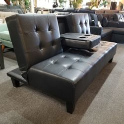 Brand New 76" x 44" Brown Faux Leather Sofa Bed