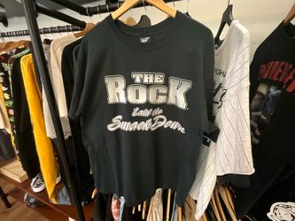 Vintage 2000 WWF The Rock Graphic T-Shirt Black Wrestling Collectible Size XL