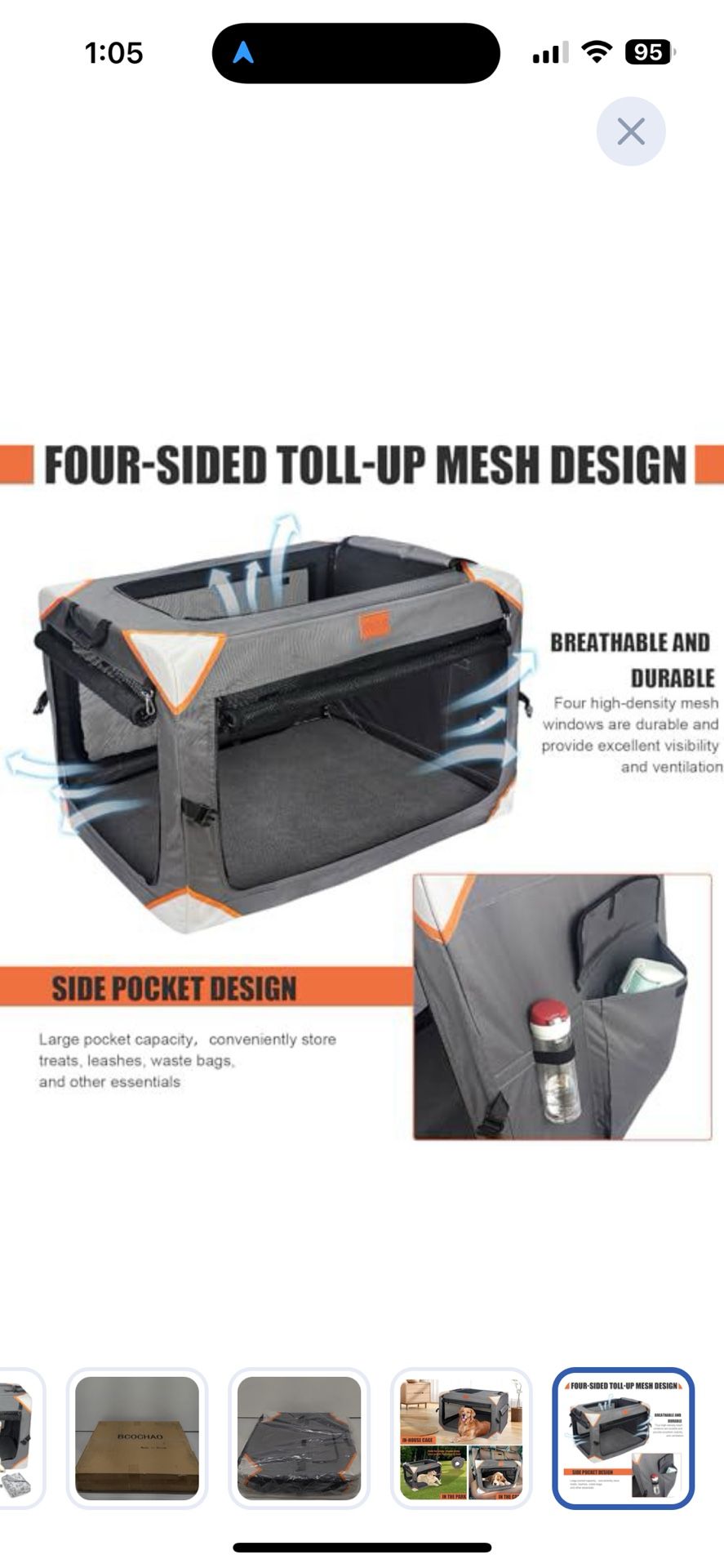 BCOCHAO Collapsible Dog Crate-Portable Dog Crates for Small Medium Dogs,4-Door Portable Pet Travel Crate,Sturdy/Breathable/Comfortable,Indoor & Outdoo