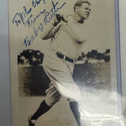 Babe Ruth PSA COA Signed Photo Card In Beautiful Blue Ink!!