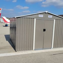 (New in box need assemble) 6’ L x 8’ W x 6.3’ H Metal galvanized steel Storage Shed Outdoor Garden Backyard 6x8 Storage 