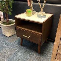 Wood And Marble End Table 