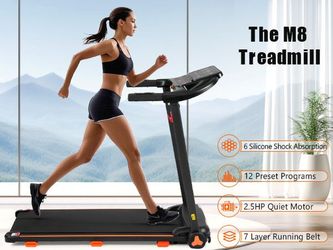 NEW Treadmills for Home, 2.5HP Quiet Folding Treadmill with Heart Rate Sensor, 300lbs Weight Capacity, 7.5MPH, Incline Treadmill With USB Charge Stati