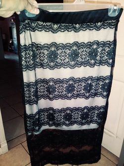 Tan / black lace pencil skirt