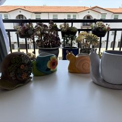 3 Snail Pots 1 Snail Decoration 
