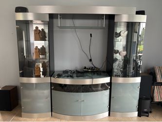4-piece Glass and Metal Entertainment Center