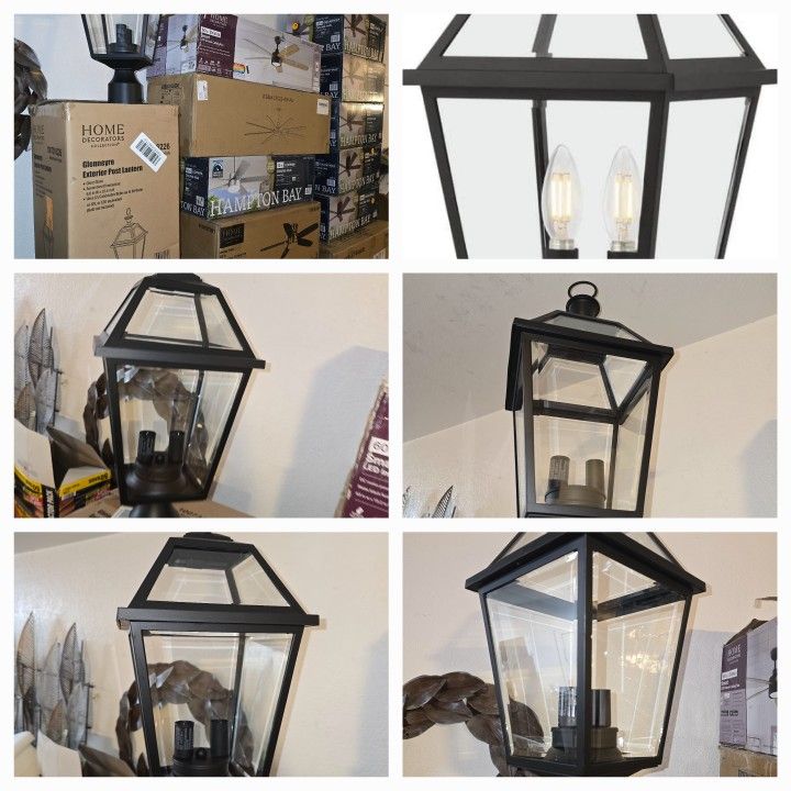 4 / Large Post Glass Lamps New In Box 22" High X 9" Wide $35 Each Or All 4x$125 New In Box