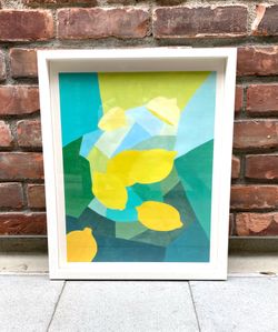 Mid-Century Modern Framed Lemon Canvas Print