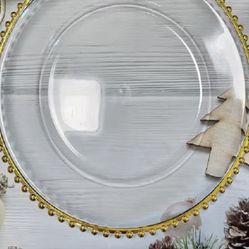 boxe of 12Acrylic Beaded 13" Round Charger Plates