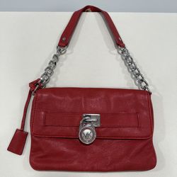 Michael Kors Red Leather Hamilton Bag With Lock No Key