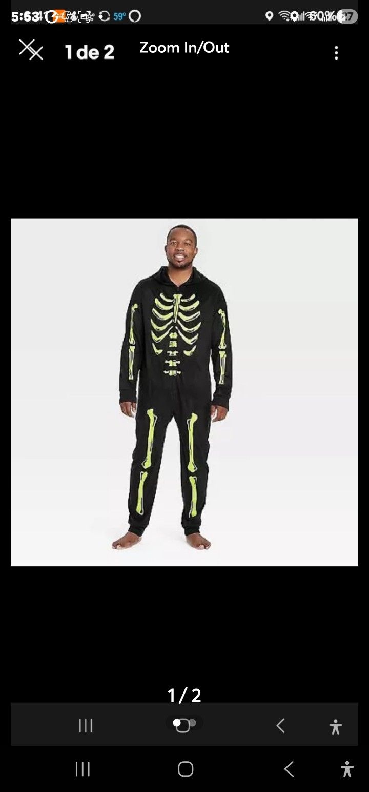 Men's Glow-in-the-Dark Skeleton Halloween Matching Family Union Suit size XXL