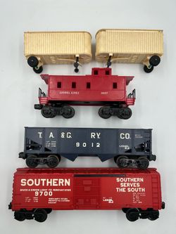 Vintage Lionel O Gauge Freight Car Lot of 5 Caboose Boxcar Hopper Trailers