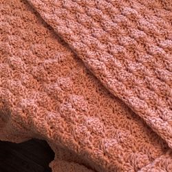 Baby blanket crocheted new rose pink