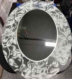 Oval Etched Wall Mirror Decor