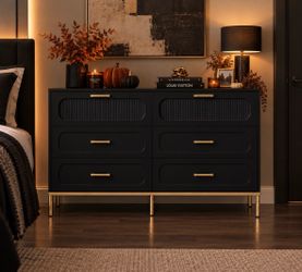 Dresser 6 drawers with LED lights, black brand new, perfect for bedroom M-28