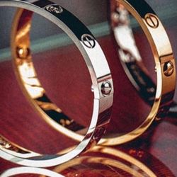 Bracelet Bangle Yellow & White Gold Pair