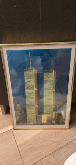 Framed photo of Twin Towers