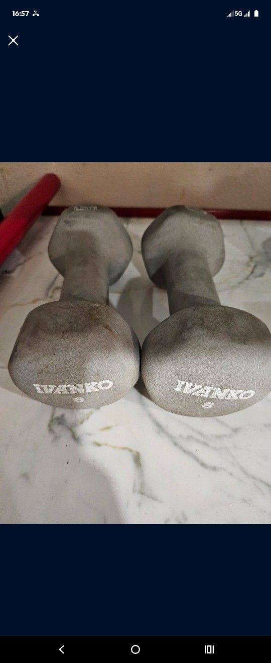 Pair of Ivanko 8lb Pound Hand Weights Dumbells 