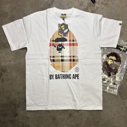 White Burberry Bape Tee
