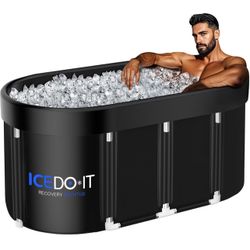 Black Portable 129 Gal XL Large Oval Ice Bath Tub