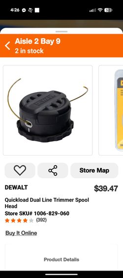 DEWALT Quickload Dual Line Trimmer Spool Head