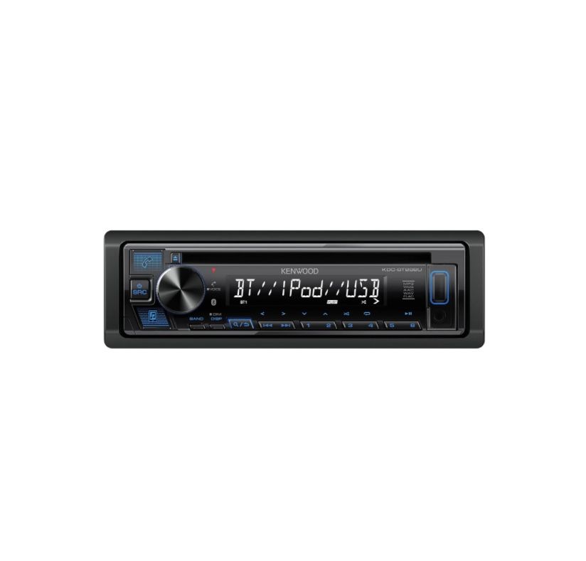 KENWOOD KDC-BT282U CD Car Stereo - Single Din, Bluetooth Audio, USB MP3, FLAC, Aux in, AM FM Radio, Detachable face with White 13-Digit LCD Display an