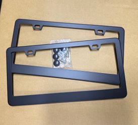 Matte Black Stainless Steel License Plate Frames – Set of 2
