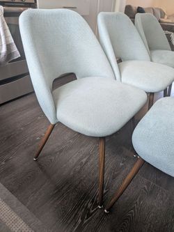 Set of 8 Edwin Mint Upholstered Dining Chairs